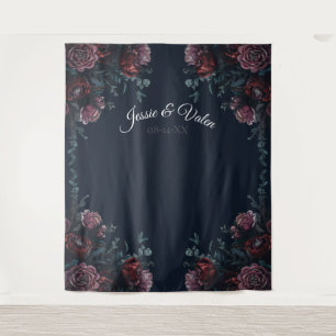 Tenture Mariage élégant floral bleu marine