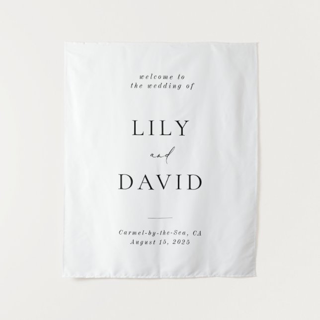Tenture Mariage Élégant Minimaliste de Bienvenue  (Devant)