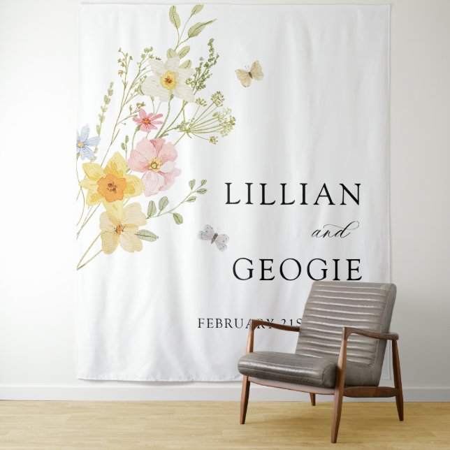 Tenture Mariage Élégant Moderne de Fleur Sauvage Printemps (En situation)