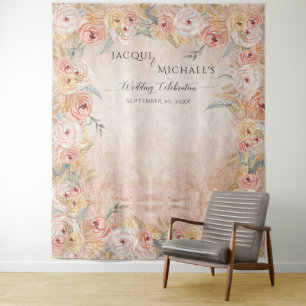 Tenture Mariage en Bois Rustique avec Fleurs de Pampas de