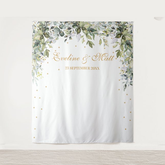 Tenture Mariage feuilles de eucalyptus feuillage verdure B (Devant)