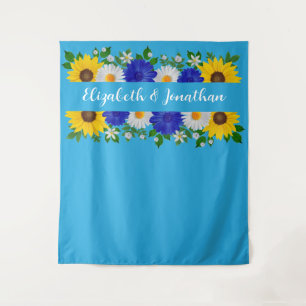 Tenture Mariage Floral bleu ciel d'été
