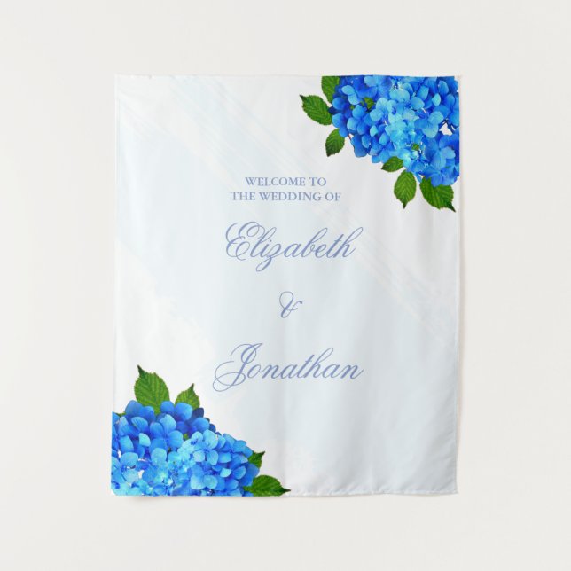 Tenture Mariage Floral Hydrangea Bleu (Devant)