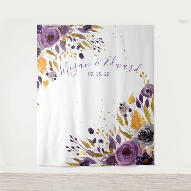 Tenture Mariage floral mauve Cadre de réception (Devant)