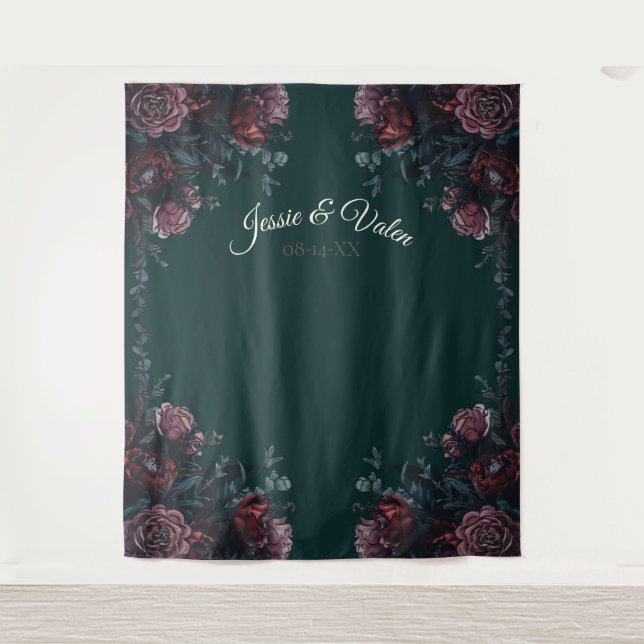 Tenture Mariage Floral Vert Forêt (Devant)
