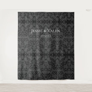 Tenture Mariage gothique gris et noir