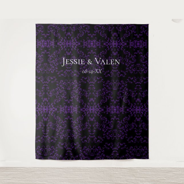 Tenture Mariage gothique tourbillon violet et noir (Devant)
