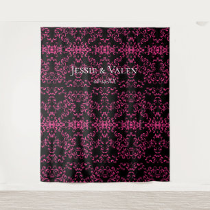 Tenture Mariage gothique tourbillonnant rose chaud et noir