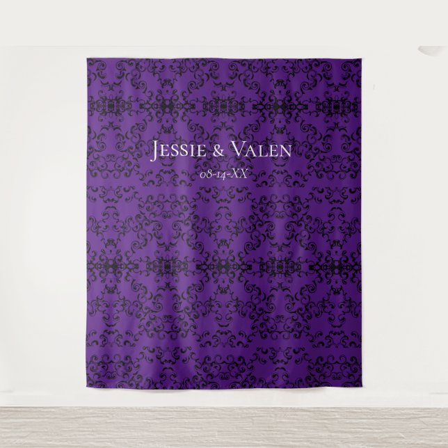 Tenture Mariage gothique tourbillonnant violet noir (Devant)