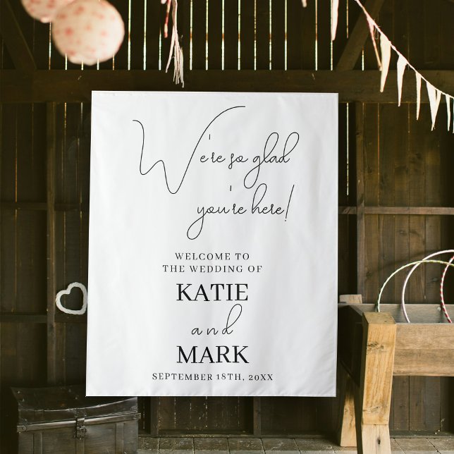 Tenture Mariage Hanging Calligraphie Noir Blanc Réception (Wedding Hanging Calligraphy Black White Reception Tapestry)