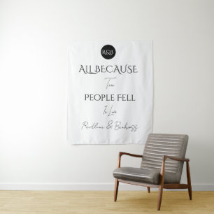 Tenture Mariage Minimaliste Élégant Noir & Blanc