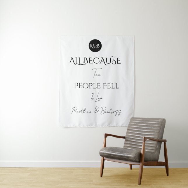 Tenture Mariage Minimaliste Élégant Noir & Blanc (En situation)