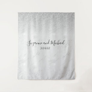 Tenture Mariage minimaliste paillettes ombrées marbre blan