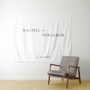 Tenture Mariage minimaliste traditionnel simple noir et bl
