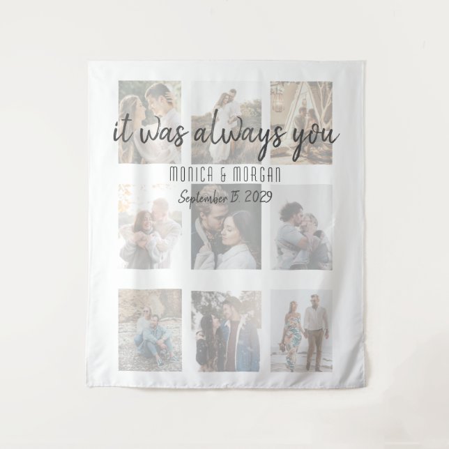 Tenture Mariage Moderne avec Collage de Photos (Devant)