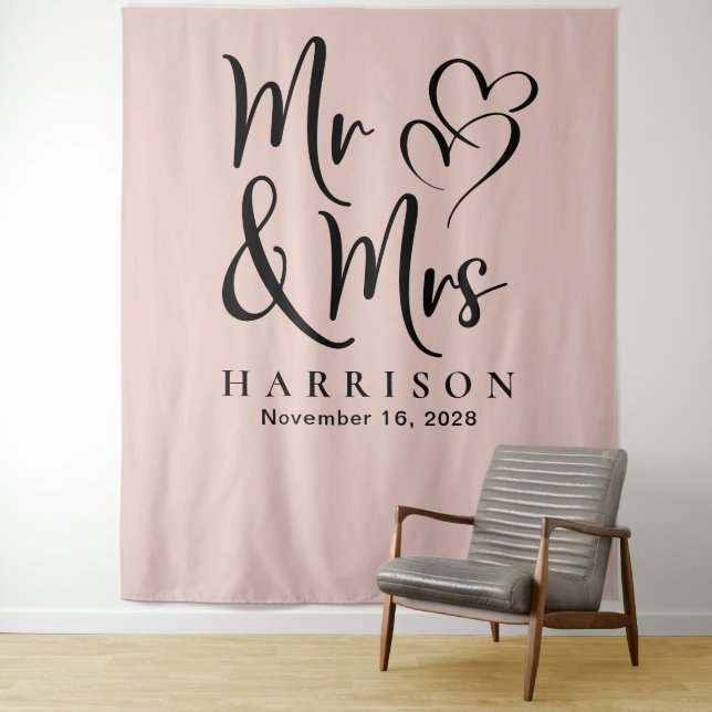 Tenture Mariage Monsieur et Madame Rose (En situation)