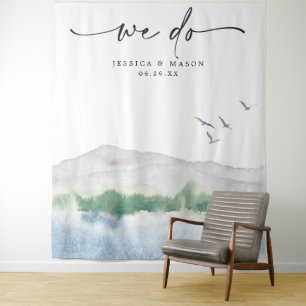 Tenture Mariage Mountain Lake Contexte Photo Booth