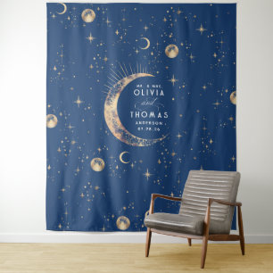 Tenture Mariage mystique bleu bleu marine céleste arrière-