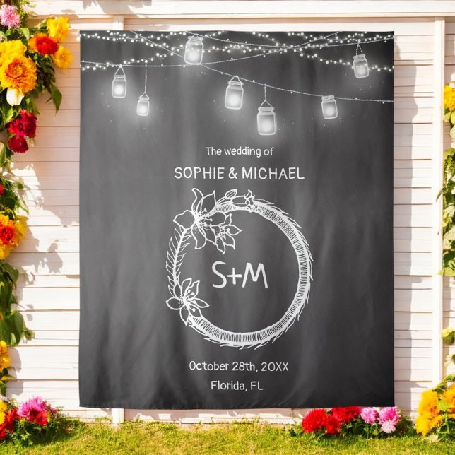 Tenture Mariage Noir Blanc Accessoire de Photo Fond Tablea (Créateur téléchargé)
