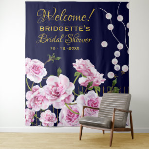 Tenture Mariage Perles Florales Roses