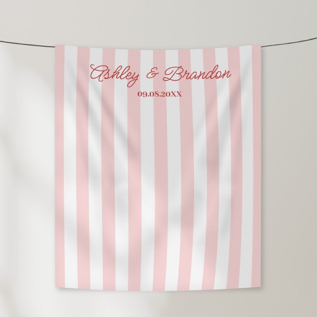 Tenture Mariage personnalisé Cabana Rose rayée (Créateur téléchargé)