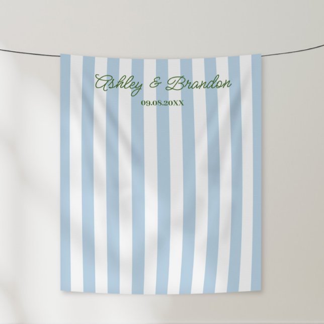 Tenture Mariage Personnalisé Cabane Bleue Rayée (Créateur téléchargé)