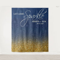 Mariage personnalisé Paon Paillettes Bleu Nuit & O