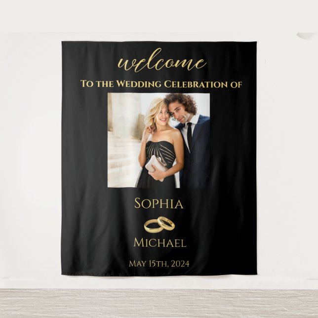 Tenture Mariage-photo noir et or- (Devant)