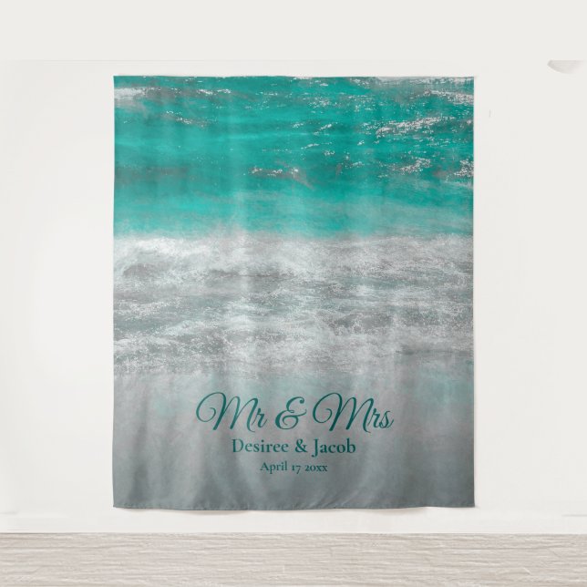 Tenture Mariage plage Turquoise Tropical Ocean Backdrop (Devant)
