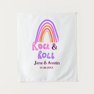 Tenture Mariage rock & roll ajoutez le nom du couple rétro