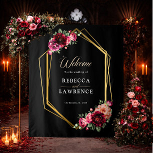 Tenture Mariage romantique élégant floral rouge noir d'amb