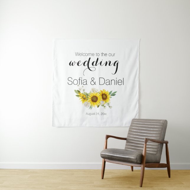 Tenture Mariage rose blanche tournesol (En situation)