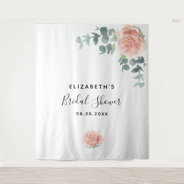 Tenture Mariage rose gold eucalyptus verdure blanc (Devant)