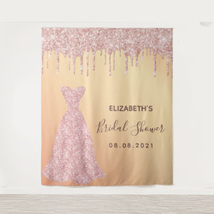 Tenture Mariage rose gold pailleté gouttes glamour
