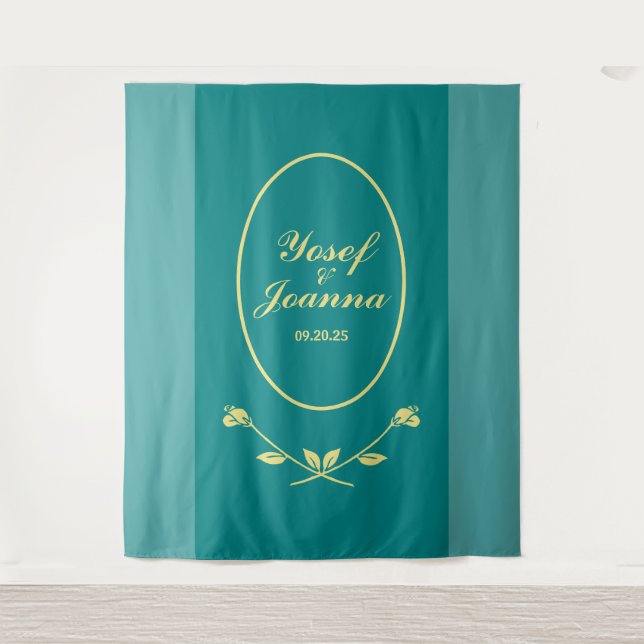 Tenture Mariage Rose turquoise (Devant)