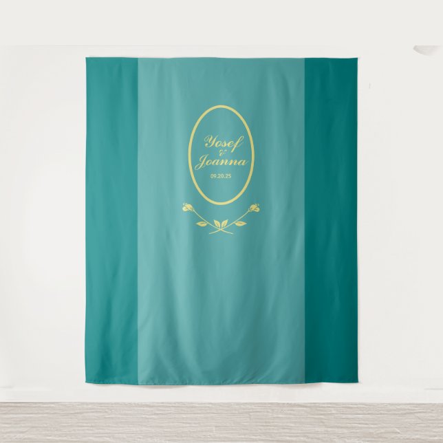 Tenture Mariage Rose turquoise (Devant)