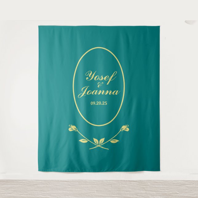 Tenture Mariage Rose turquoise (Devant)