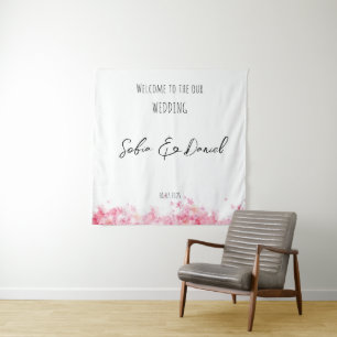 Tenture Mariage rustique aquarelle fleur rose