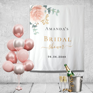 Tenture Mariage Shower rose gold rose floral eucalyptus