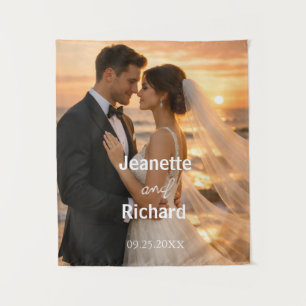 Tenture Mariage sur la plage au coucher du soleil des mari