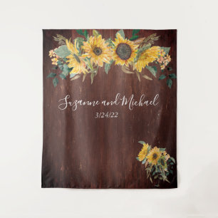 Tenture Mariage Tournesol Bois Rustique Campagnard