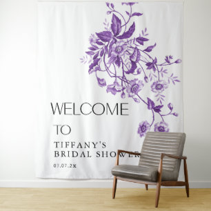 Tenture Mariage Vintage Français Toile Fleurs Violettes Sh