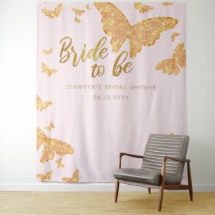 Tenture Mariée Be Boho Gold Butterfly rose Bridal fond