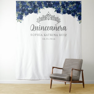 Tenture Marine bleu gris Floral Quinceanera Fond photo
