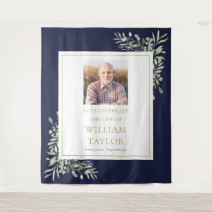 Tenture Marine Blue Green Photo Funeral Memorial Service