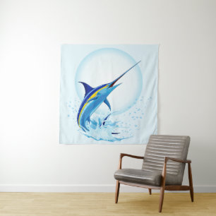Tenture Marlin Bleu Jaillissant de l'Océan