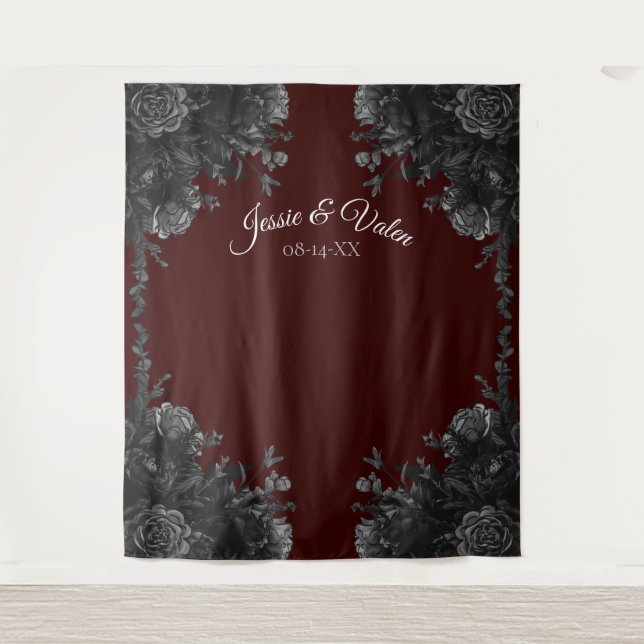 Tenture Maroon Black Grey Rose Mariage gothique (Devant)