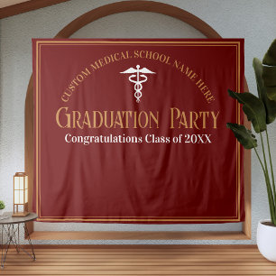 Tenture Maroon Gold Médicale School Graduation Photo Booth