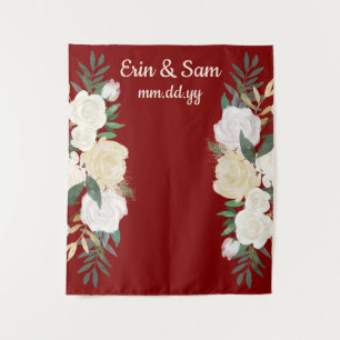 Tenture Maroon Greenery Mariage Prop Photo Booth fond