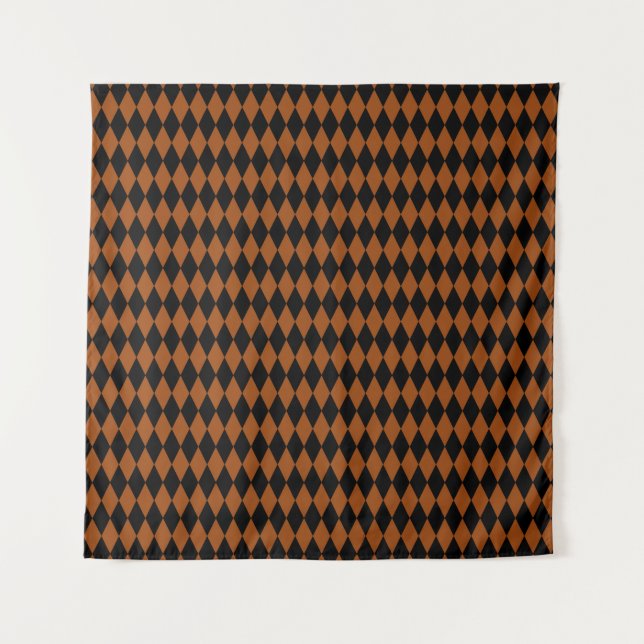 Tenture Marron Noir Harlequin Diamants Damier Design  (Devant)